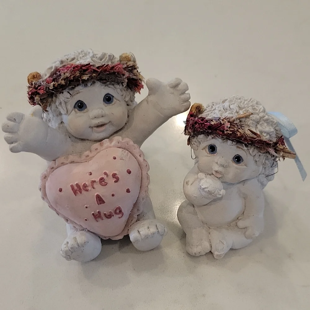 Vintage Dreamsicles Cherub Figurines with Pink Heart